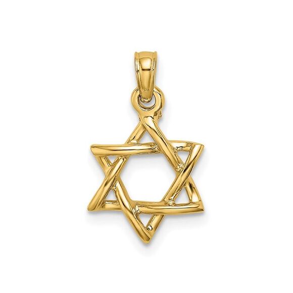 Star Of David Pendant in 14K Yellow Gold (NO CHAIN)